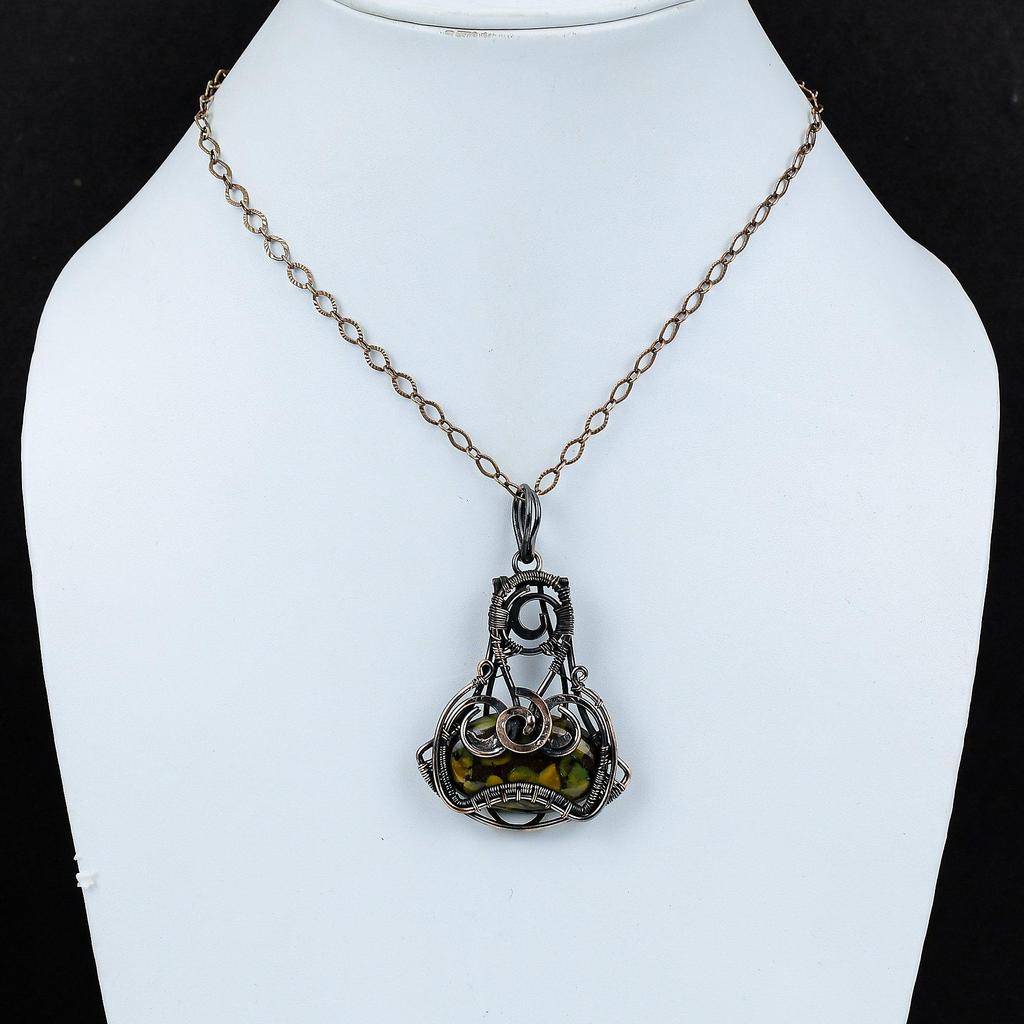 Fruit Jasper Pendant Copper Wire Wrapped Pendant Unique Design Jewelry Elegant Pendant Handmade Copper Jewelry Gemstone Pendant Gift For Him