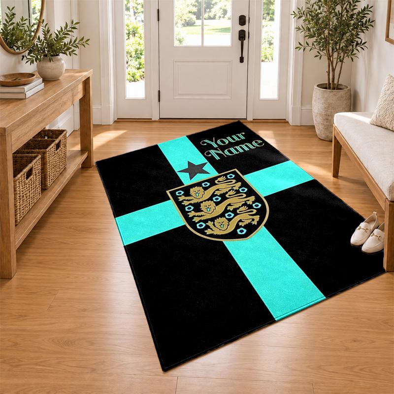 England national football team Custom Name Personalized Rug Non‑Slip Doormat Floor Carpet Housewarming Birthday Gift for Family Friends