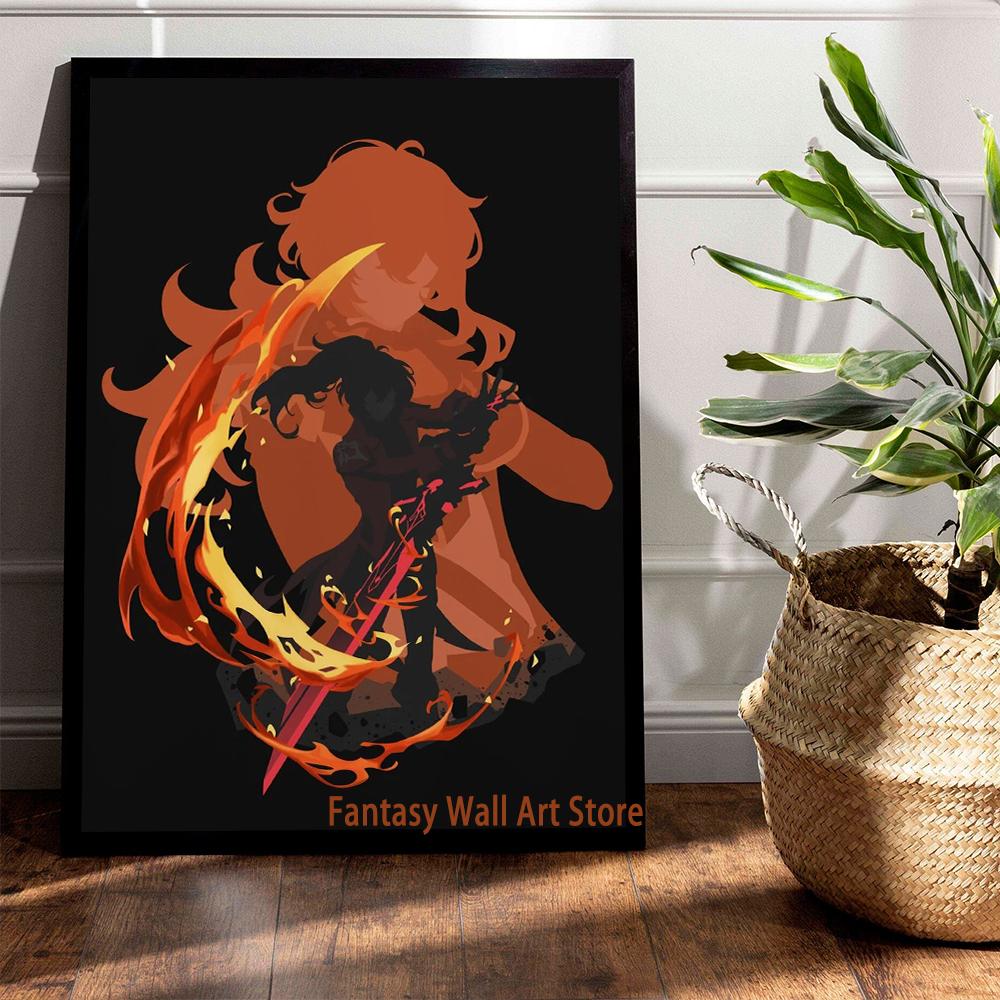 Genshin Impact Poster Game Print Wall Art Gift for Gamers Genshin Impact Characters Aesthetic Decor Canvas Painting Gaming Print
