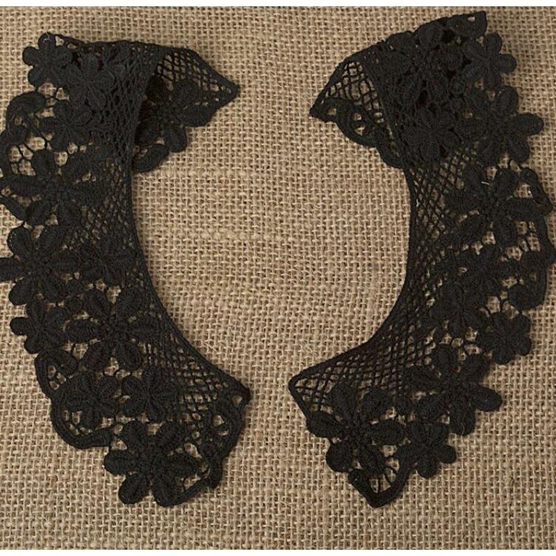 1 Pair Embroidery Cotton Lace Fabric Neckline Collar Trim Craft Ribbon DIY Sewing Collar Guipure Applique Wedding Decor