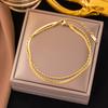 18K Gold Plated 316L Fashionable Titanium Steel Bracelets Waterproof Heart Roman Numerals Queen's Chain Link Bangles