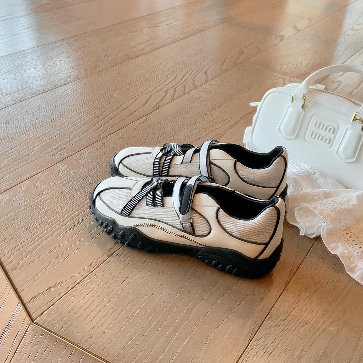 

Коровья кожа~ виноградный ма та же высота увеличение 5 см балетный стиль перекрестная шнуровка сращивание универсальная платформа немецкие тренировочные туфли женские повседневные туфли 40