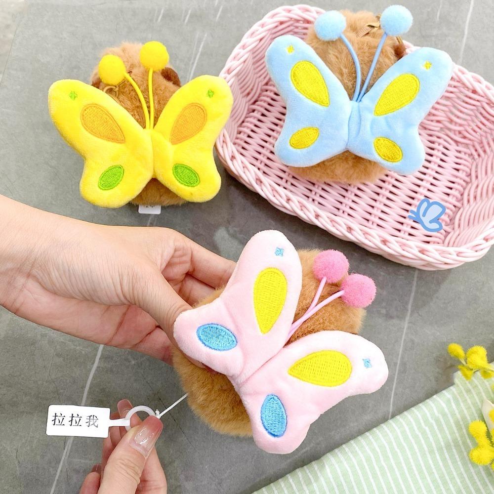 

Pull Butterfly Plush Capybara Keychain Cartoon Car Keyring Soft Capybara Dolls Pendant Gifts 1Pc Random