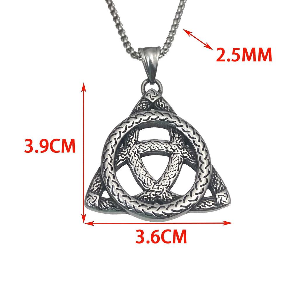 Necklace Retro Fashion Viking Celtic Men's Triangle Knot Pendant
