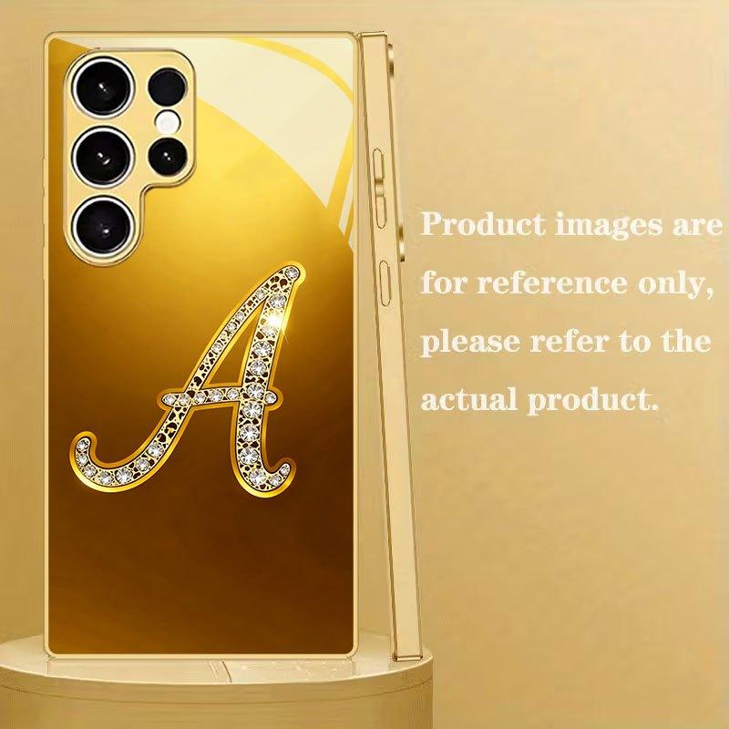 Letter A pattern electroplated glass phone case suitable for Samsung Galaxy S26 S25 S24 S22 S21 S20 FE/Ultra/Plus anti drop