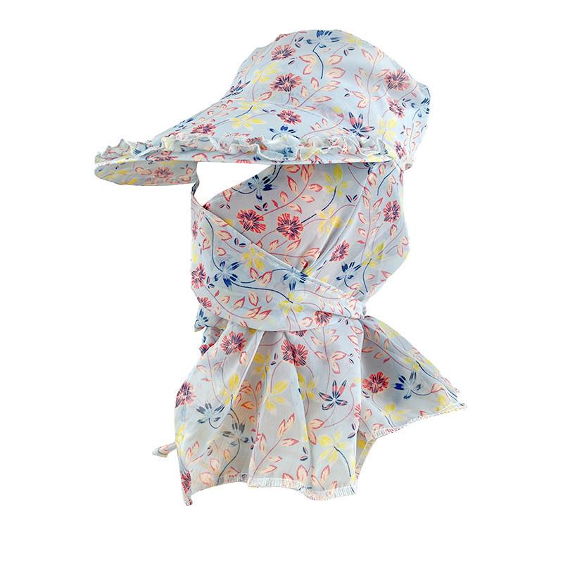 Sun Flower Print Protection Hat Face Covering Neck Guard Cycling Cap Outdoor