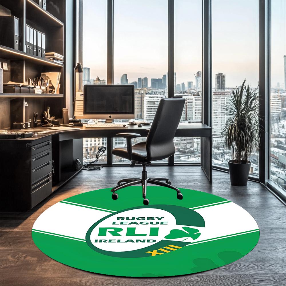 Ireland Rugby Printed Round Rug Carpet Chair Rug Area Rug Entryway Doormats,for Office Chair Living Room Bedroom Kitchen Room.