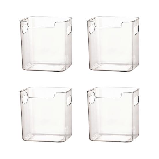 

Refrigerator Storage Box Clear Stackable Containers Durable PET with Open Top Organizer for Freezer And Fridge S 4pcs