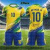 2026 Brazílie Neymar #10 Fotbalový dres Set, Fotbalové tričko Pánské Dámské Dětské, Samostatný top k dispozici, Fanouškovské tričko Šortky 2dílná tepláková souprava