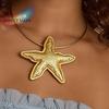 Bohemian Starfish Pendant Metal Choker Charm Exaggerated Geometric Circular Collar Punk Style Personalized Flower Necklace