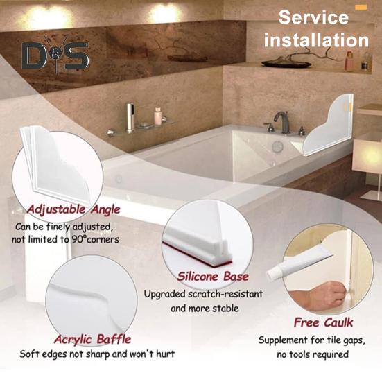 1/2 buc. Apărător de stropi de duș cu bază din silicon anti-alunecare, autoadeziv, impermeabil, chiuvetă, chiuvetă, cadă de baie, colț acrilic, protecție pentru apă, duș