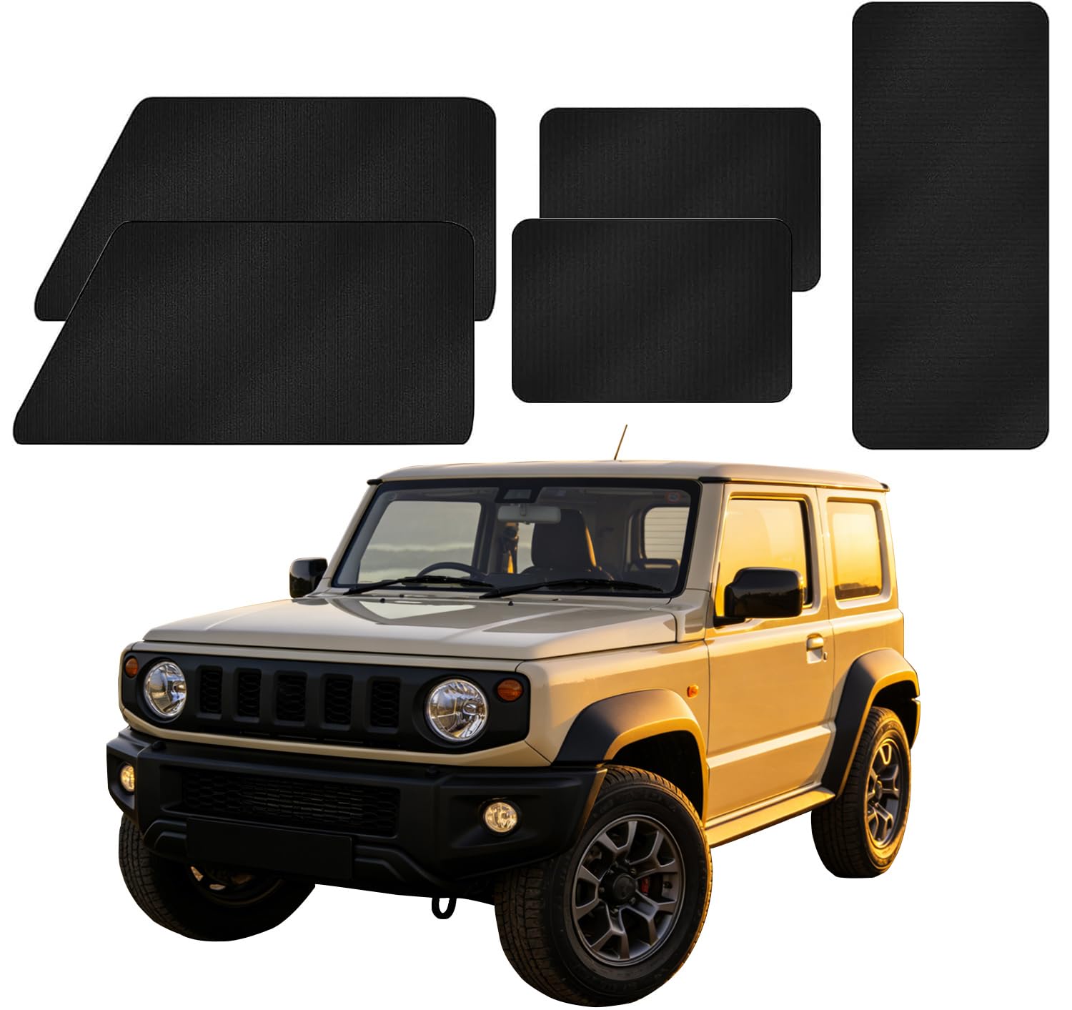 

Автомобильные шторы Suzuki Jimny Sierra JB64 JB74 Эксклюзивная Магнитная Замшевая Ткань Светозащитные Задние для Черного & - 99,9% Блокировка, Специальные для Автомобиля, чёрный