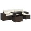 6 Piece Brown Poly Rattan Garden Sofa Set with Cushions