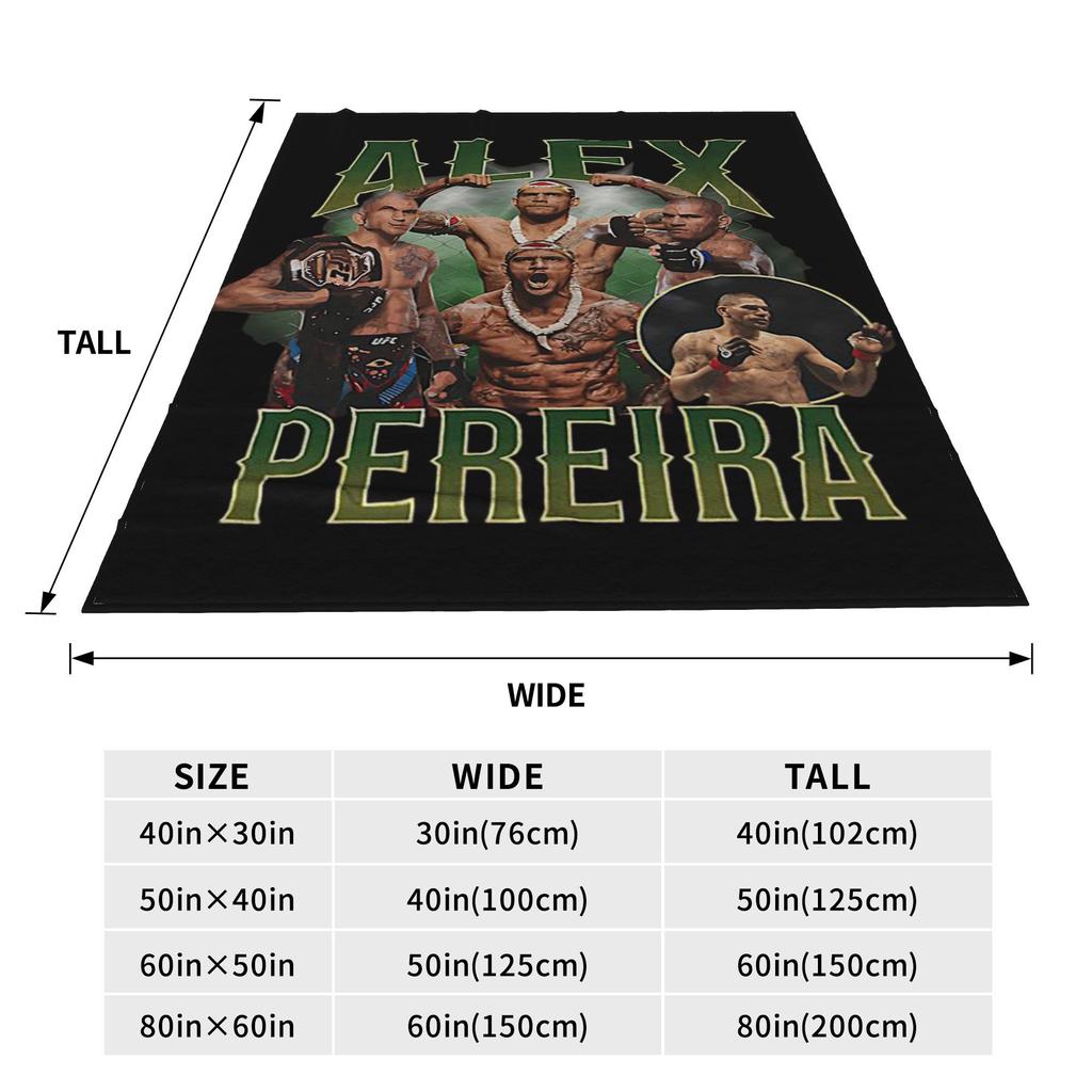 Flannel Throw Blanket Alex Pereira Bootleg Fighter Boxing Warm Plush Blankets Soft Bedding for Bed Living Room Home Travel Couch