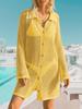 Women's Crochet Beach Cover Up Button Down Long Sleeve Cardigan Mini Dress