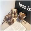 Women's Woolen Plaid Crossbody Mini Phone Bag - Lock Design 2025 Edition
