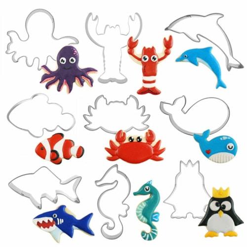 

Cabilock 9pcs Sea Creature Cookie Cutter Stainless Steel Cutter Mold Biscuit Cutter DIY Making Shark Seahorse Hawk Clown Dolphin Penguin Crab Lobster