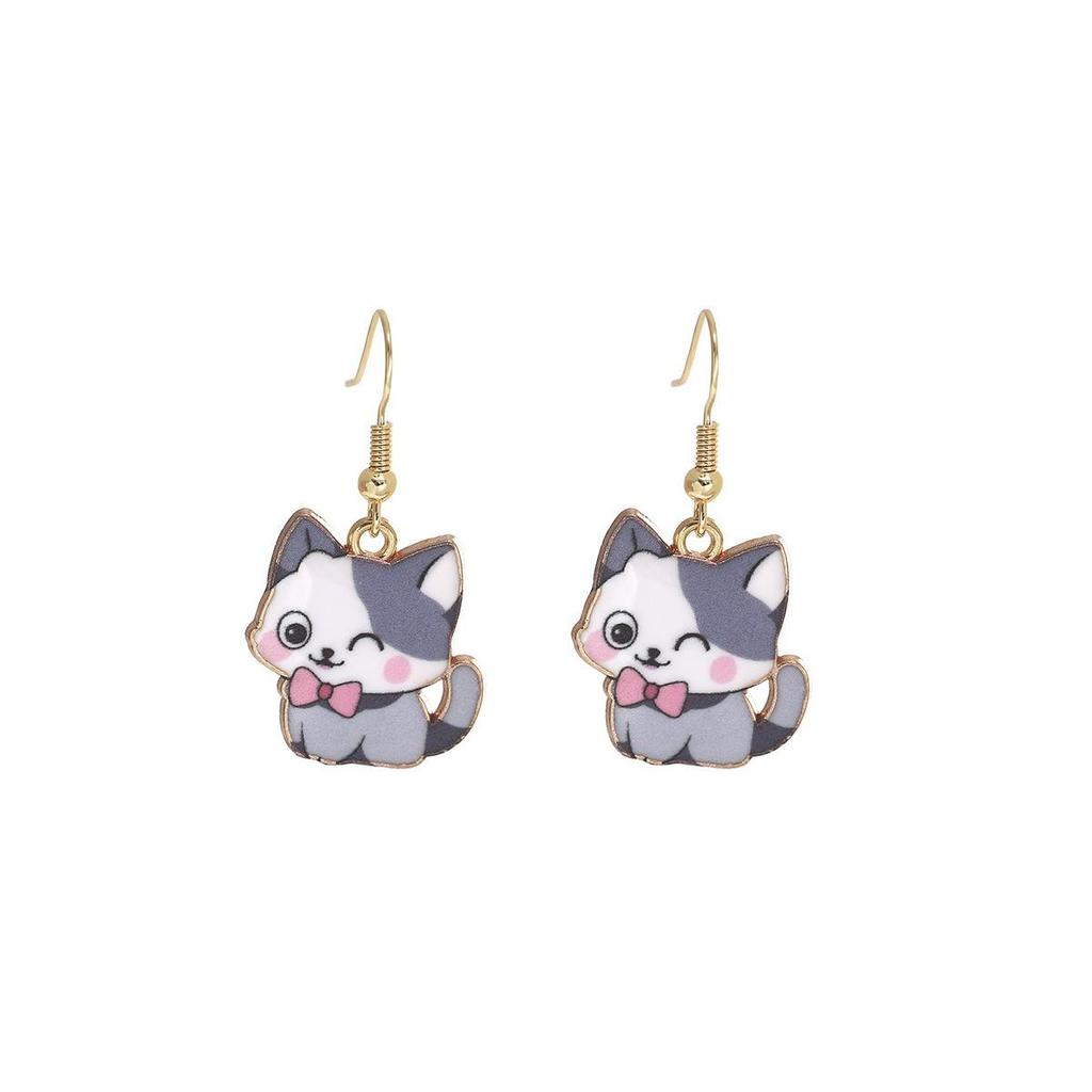 Cute Cartoon Kitten Earrings - Fun, Creative, and Fashionable Animal Drops In Japanese and Korean Styles for European and American Tastes.