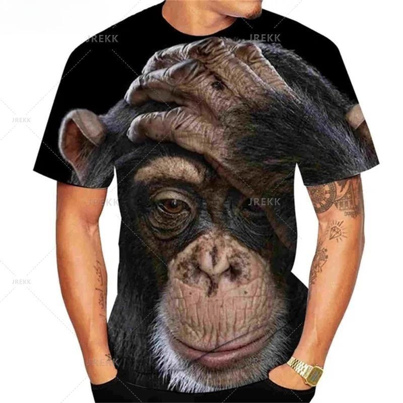 Animal T Shirt For Men 3D Printed Design Spoof Gorilla Funny Monkey Women T-Shirt Pout Monkey Children Short Sleeve Sweatshirt