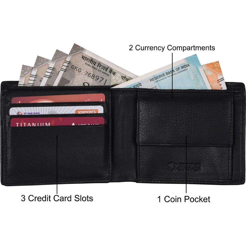Lässige, formelle und trendige Geldbörse aus echtem Leder für Herren  (6 Kartenfächer)