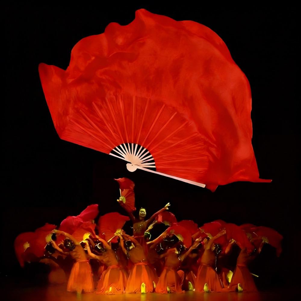 26/31cm Bamboo Chinese Short Bellydance Fan Hand Dye Adults Fan  Veil Pairs Yangko Dance Tools