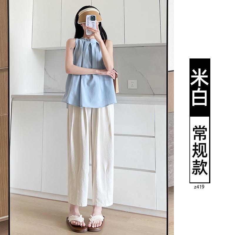 Radish pants women's spring and summer 2025 new Harlan pants white drape small nine-point ice silk wide-leg grandma pants