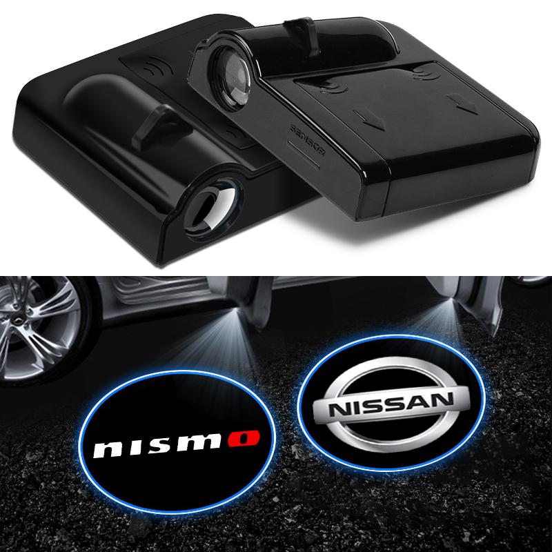 2 Stück LED-Türemblem-Beleuchtung mit kabellosem Laserprojektor für Nissan Nismo X-Trail T32 T31 Qashqai Tiida Teana