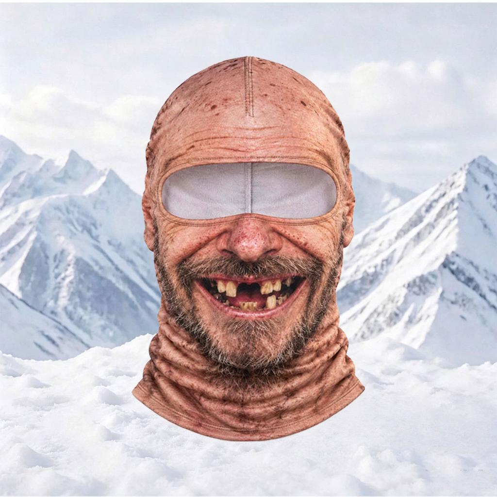 3D-gedruckte Vollgesichtsmaske für alten Mann, winddichte Winter-Skimütze, lustige realistische Gesichtsbedeckung für Motorrad, Wandern, Outdoor-Sport