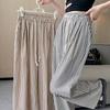 Women's Petite Retro Vertical Striped Wide-Leg Pants - Summer Casual Loose Fit
