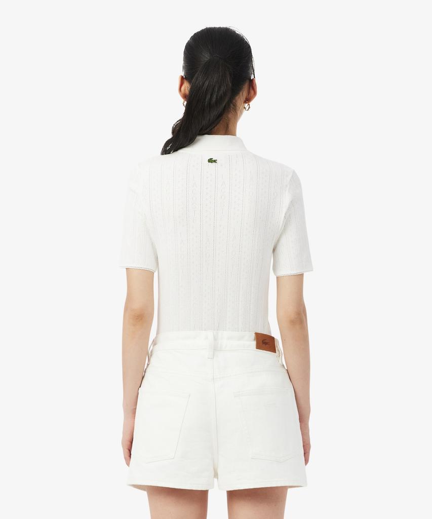 LACOSTE Women'S Pointel Ribbon Croc Polo Shirt Df5296-56G 70V
