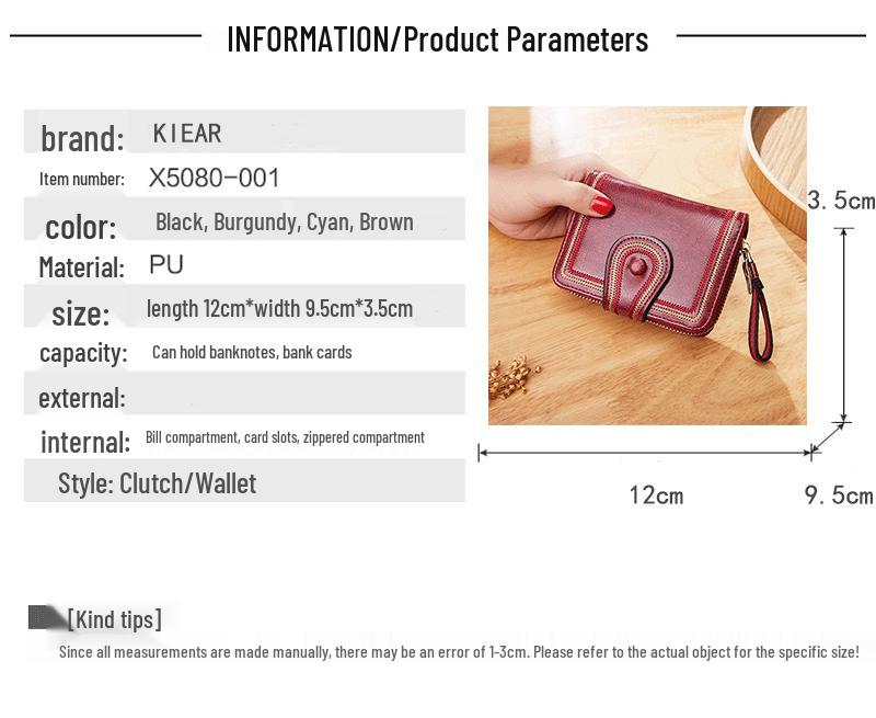 Women's Retro Oil Wax Leather Accordion Wallet with Multi-Card Slots and Zipper