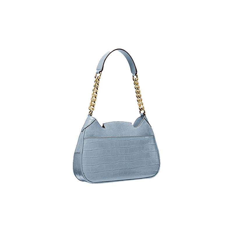 MICHAEL KORS Hally Chain Letter LOGO Cowhide Underarm Bag Shoulder Bag Women's Light Blue