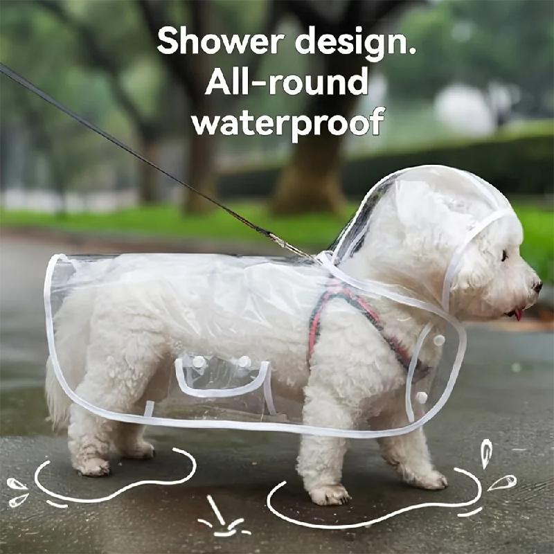 Transparent Waterproof Dog Raincoat, Raincoat for Small and Medium-Sized Dogs, Teddy and Bichon Frise Dog for Rainy Days Walking