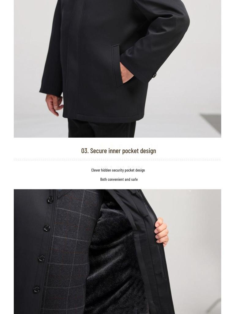 Fleece-Lined Cotton Jacket for Middle-Aged to Elderly Men: Winter Coat for 60, 70, and 80-Year-Olds.