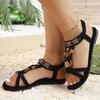Women Bohemian Style Suede Elastic Band Sandals 2025 Summer New Casual Shoes Comfort Flat Heel Beach Sandals Shoes Women