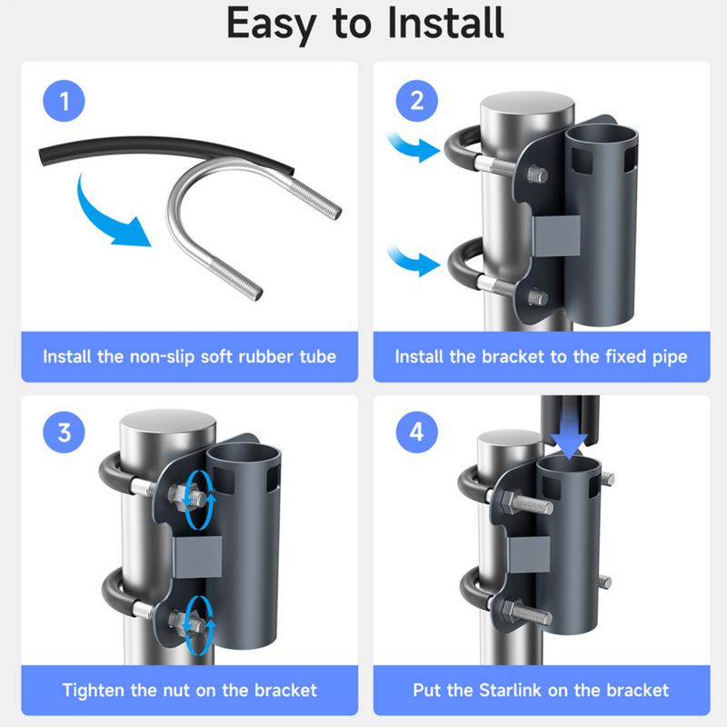 U Bolt Pole Clamp Bracket RV Mast Pole Mounting Bracket Clamp Stable Support Hoop Clamp Fixing Bracket For Camping Roof Yacht