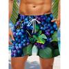 3d Vegetables and Fruits Printed Men's Swimsuit Japanese Fish Hawaiian Shorts Men's Summer Swim Shorts Drawstring Casual Shorts