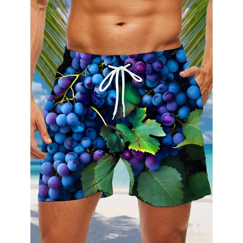 3d Vegetables and Fruits Printed Men's Swimsuit Japanese Fish Hawaiian Shorts Men's Summer Swim Shorts Drawstring Casual Shorts