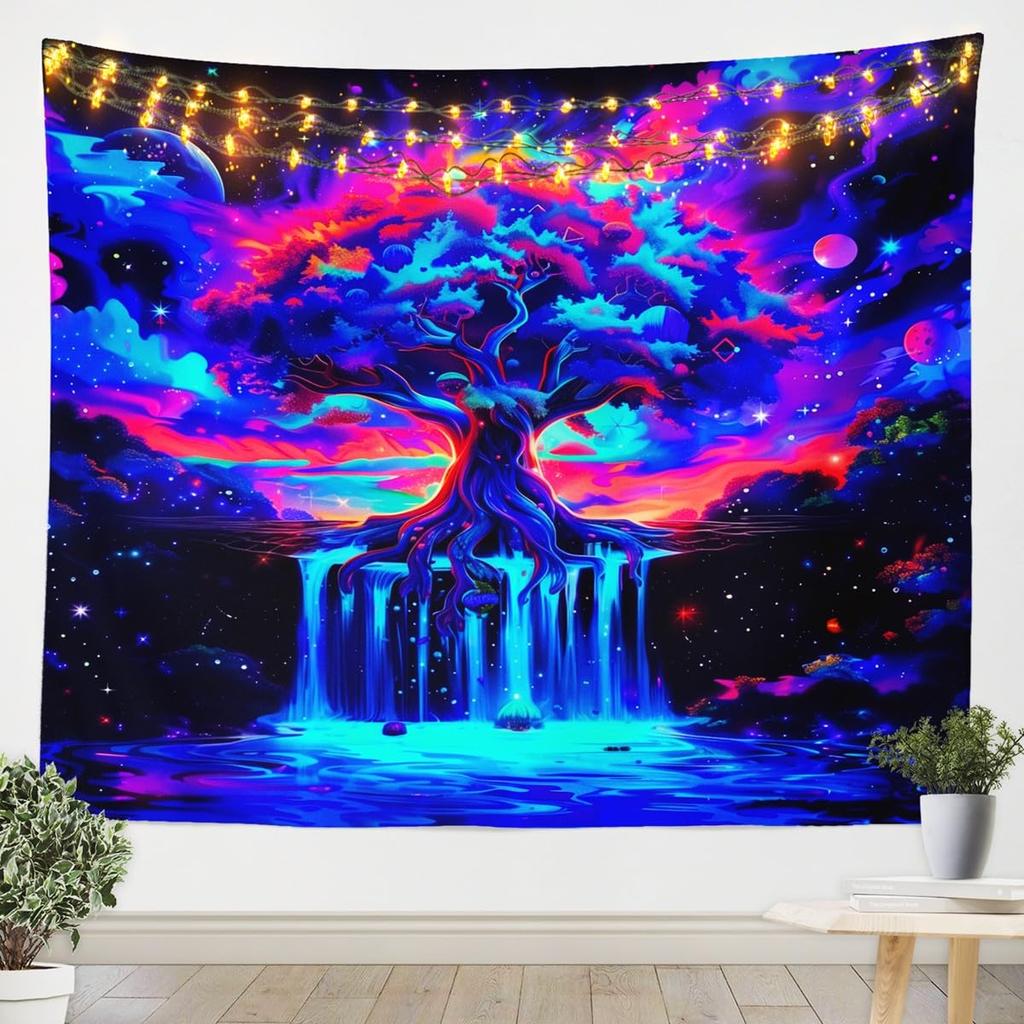 Chinese Dragon Tapestry, Black Dragon with Red Peony and Butterfly Print Wall Hanging for Bedroom, Living Room Decor