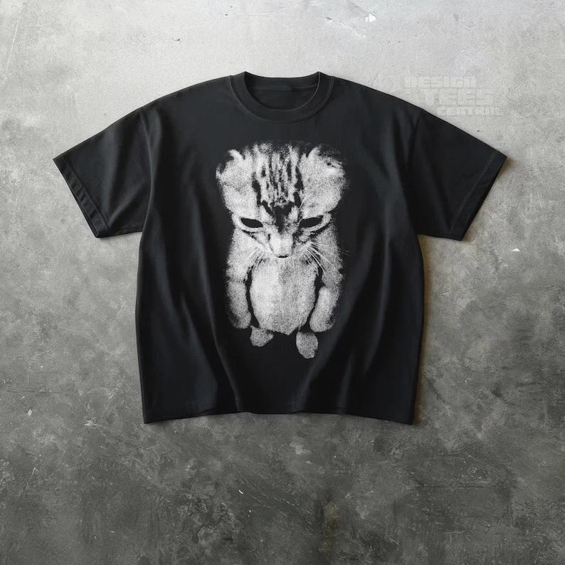 Sad Kitten Meme Standing Cat T-Shirt XS