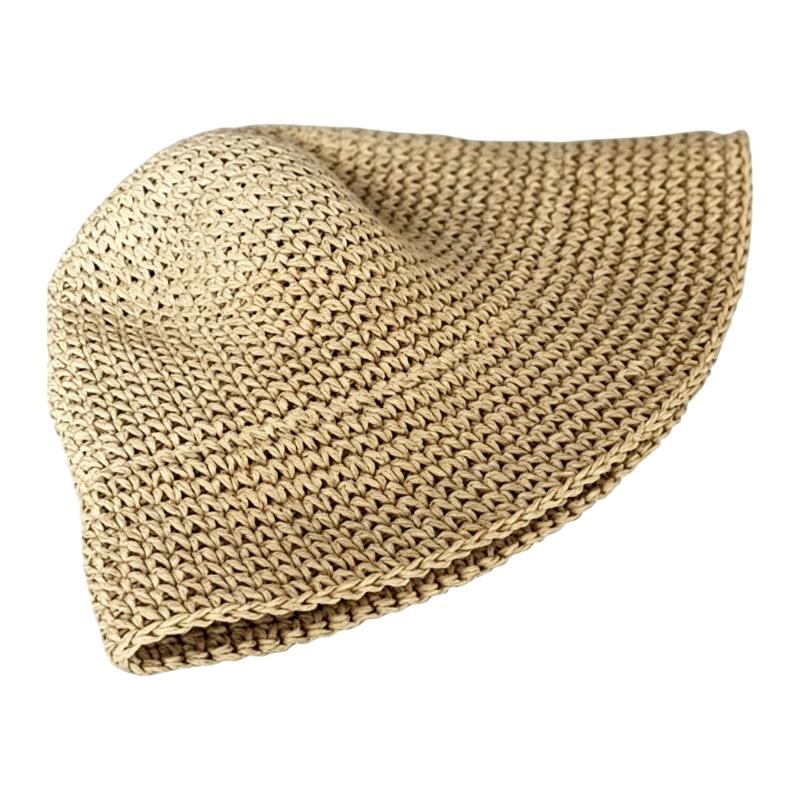 Natural Straw Summer Hat Packable Travel Handwoven Bucket Caps Sun Protection Beach Accessory