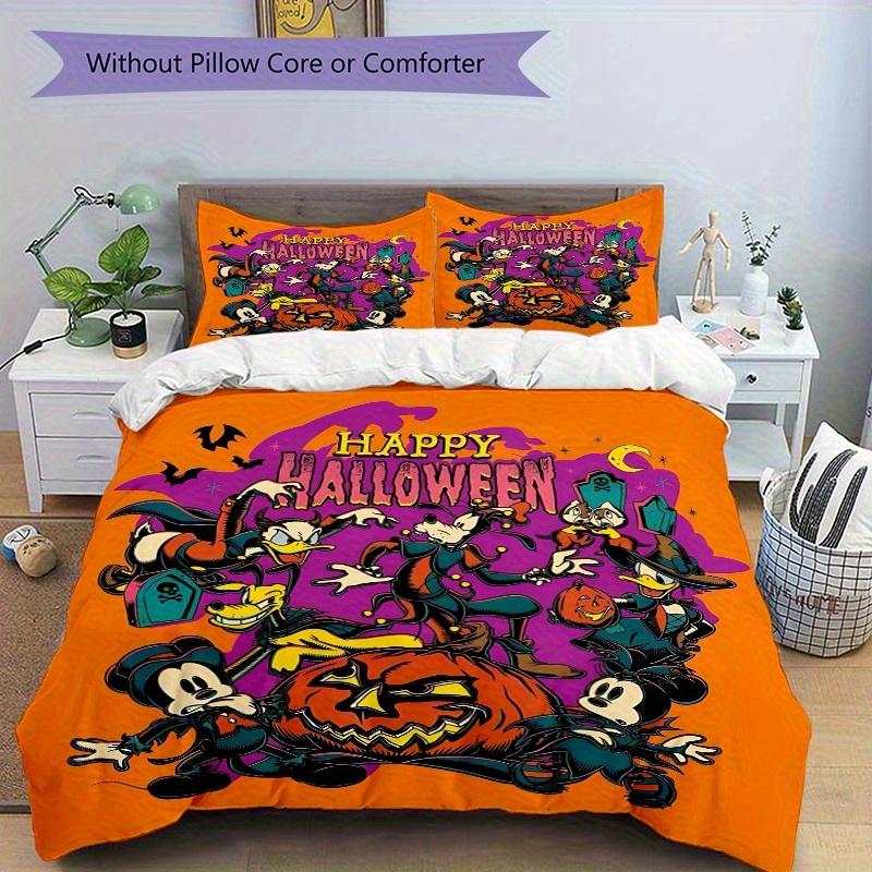 3pcs Happy Halloween Mickey and Friends Quilt Cover Set - Soft and Cozy Bedroom, Guest Room and Dorm Decorative Bedding 3-Piece Set 1 Quilt Cover