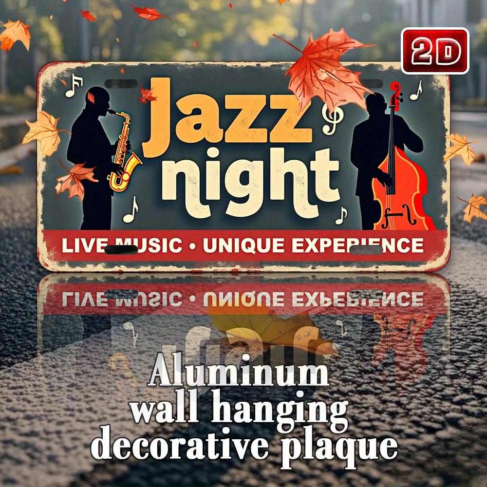 

D Flat pc Vintage Jazz Night Metal Sign x cm Aluminum Wall Decor with Saxophone Cello Design UV Printed Ide 15x30cm(5.9x7.8inch)