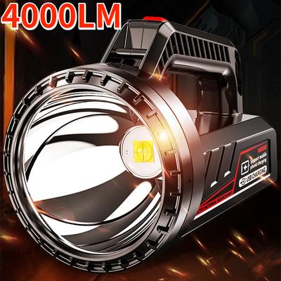 4000 לומן פנס עבודה LED עוצמתי פנס ידני לומן גבוה נטען פנס חיפוש LED עמיד למים מנורת עבודה אור קמפינג זרקור