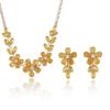 Zircon Lemon Yellow Necklace & Earrings Set - European & American Style, Plum Blossom Design, Fashion Trend Clavicle Chain