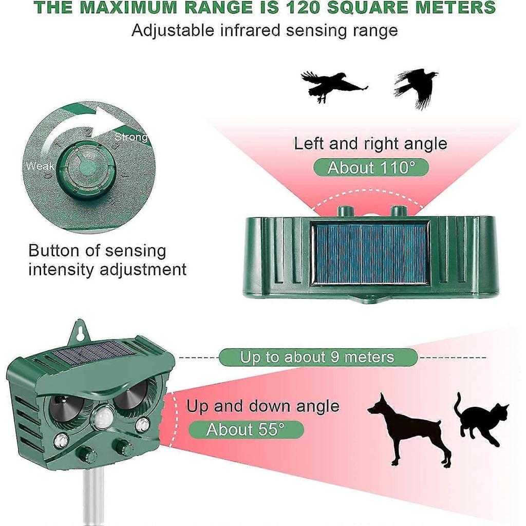 Ultrasonic Cat Repeller, Outdoor Cat Dog Repeller, Waterproof Solar Charge Repeller