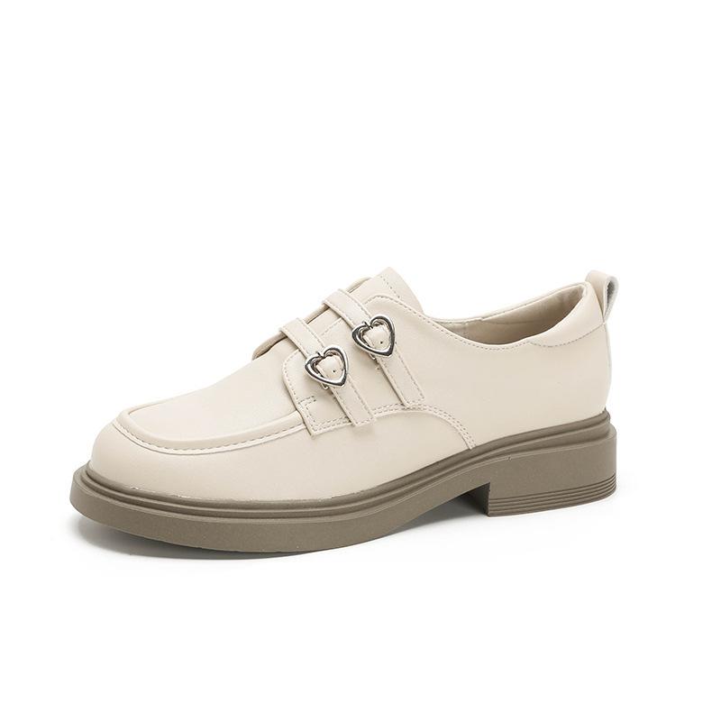 

Yuexinwang leather flat for Huizhou women s shoes Su Yinyin same loafers round head versatile British style small leather shoes women 34 абрикосовый