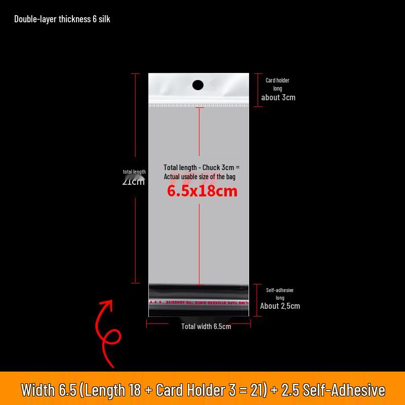 Self-Adhesive Transparent Jewelry Earring Bags with Header and Hanging Hole