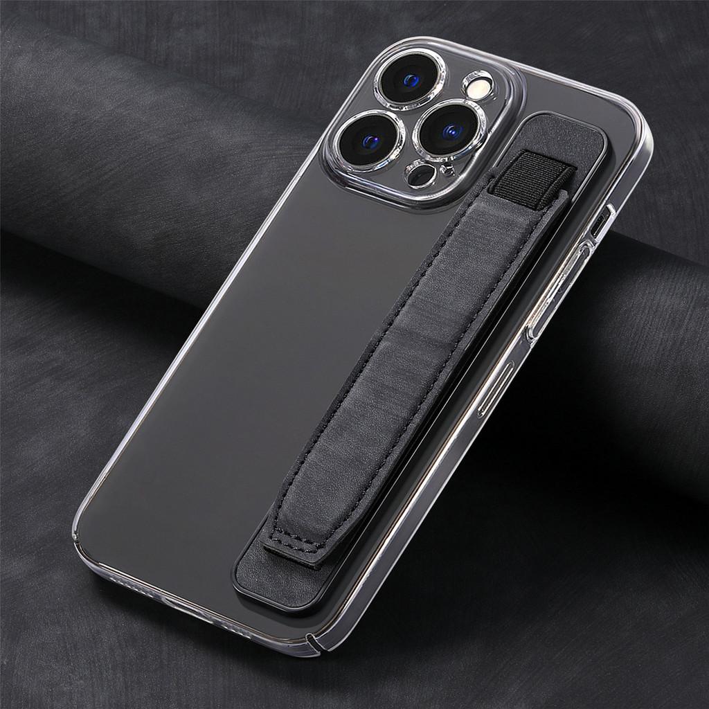 Pu Material Phone Holder With Stretchable Wristband For Home Office