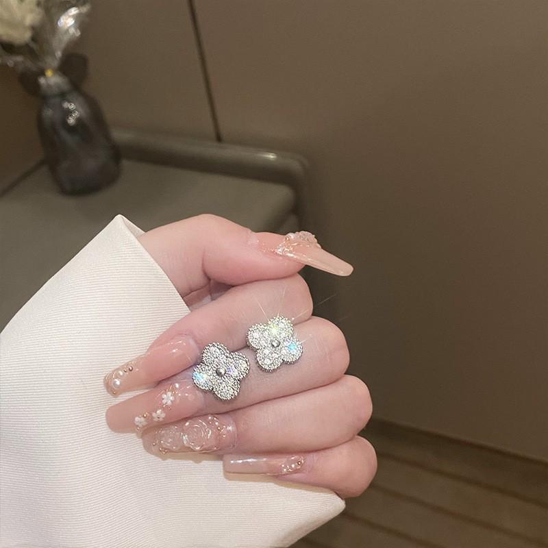 S925 Sterling Silver Four-Leaf Clover Earrings for Women - New Style, Elegant & Luxurious.